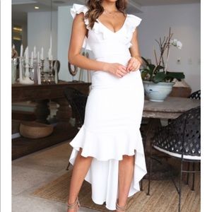 White Midi fishtail dress